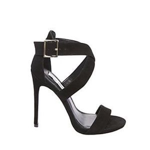 Steve Madden black strap suede shoes. Size 6